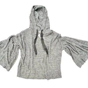 NWT Taylor and Sage Women's Hooded Sweater Gray Pullover Bell Sleeves Soft MED